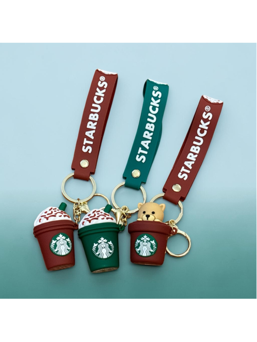 Starbucks Keychain Set One Size Brown Green Coffee Cup Charms